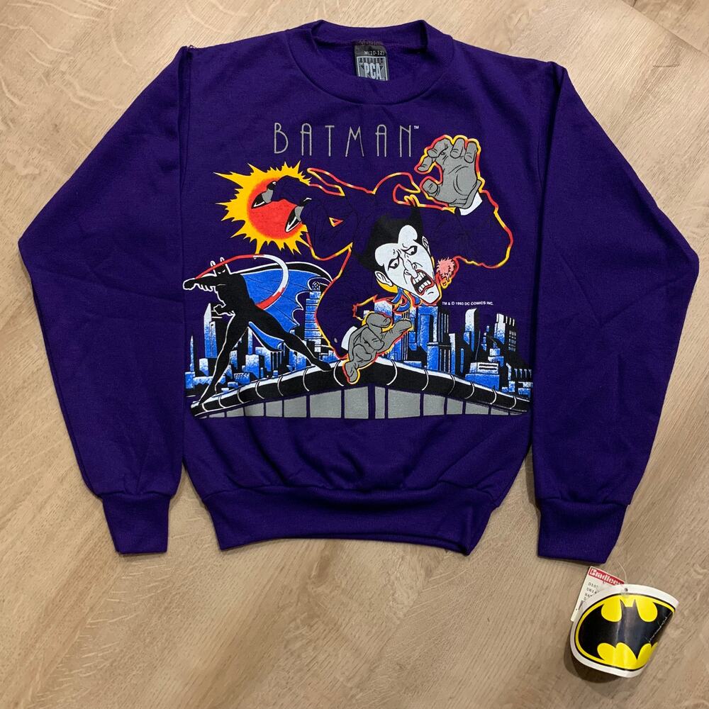 Vintage 90s Batman Returns DC Comics Sweatshirt Youth Boys Medium M Kids NWT